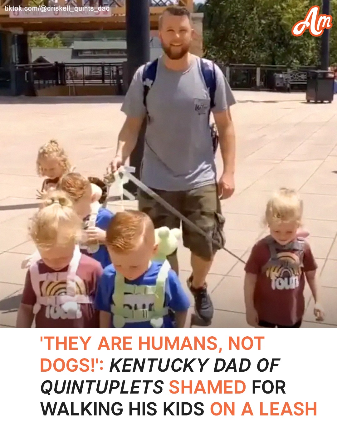 Kentucky Dad of Quintuplets Shamed for Walking His Kids on a Leash: ‘They Are Humans, Not Dogs’