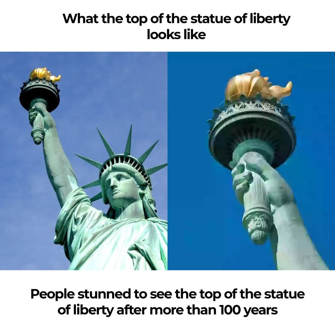 People stunned to see the top of the statue of liberty after more than 100 years