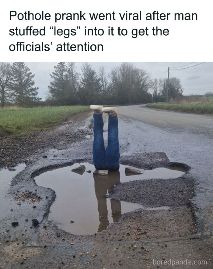 Pothole Prank Went Viral After Man Stuffed “Legs” Into It To Get The Officials’ Attention