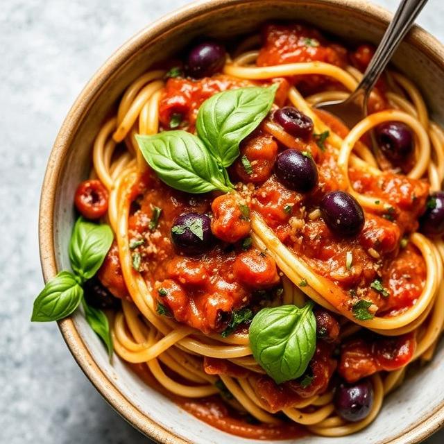Savory Basil and Kalamata Olive Pasta Sauce